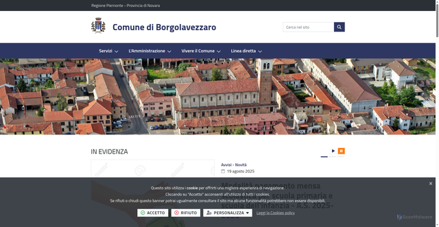 Security scan screenshot of https://www.comune.borgolavezzaro.no.it/it-it/home