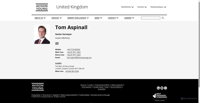 Security scan screenshot of https://www.avisonyoung.co.uk/w/tom-aspinall