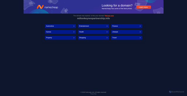 Security scan screenshot of http://www.miltonkeynespartnership.info/
