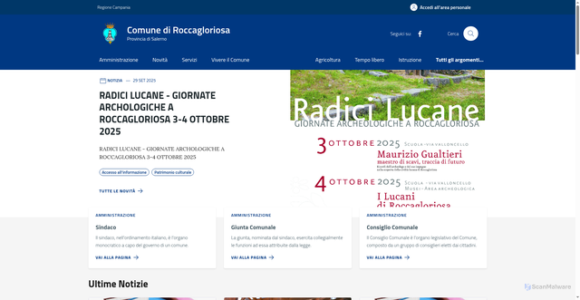 Security scan screenshot of https://comune.roccagloriosa.sa.it/