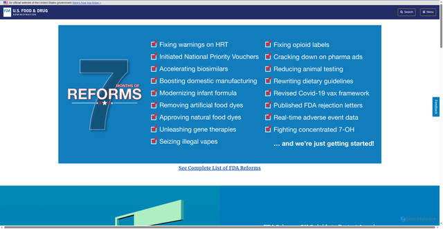Security scan screenshot of https://fda.gov/
