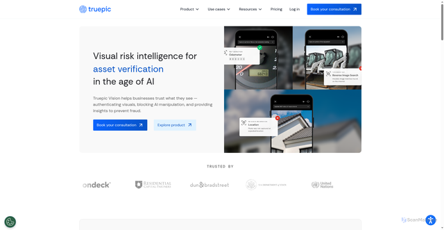 Security scan screenshot of https://truepic.com