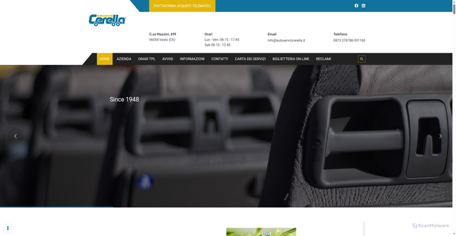 Security scan screenshot of https://autoservizicerella.eu/