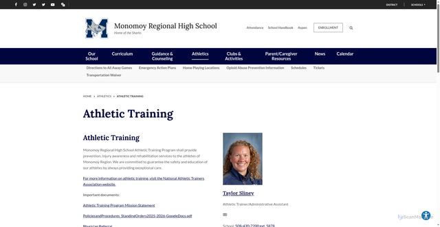 Security scan screenshot of https://mrhs.monomoy.edu/athletics/athletic-training