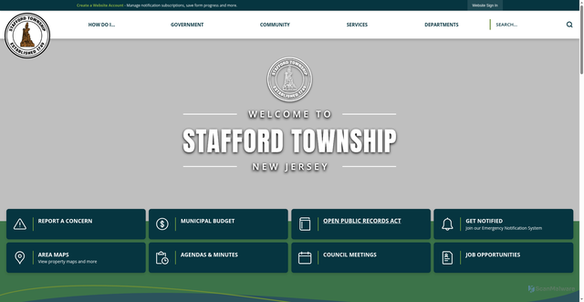 Security scan screenshot of https://staffordnj.gov/