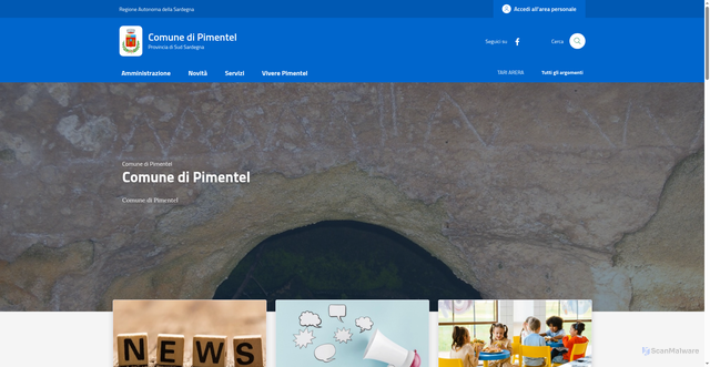 Security scan screenshot of https://www.comune.pimentel.ca.it/