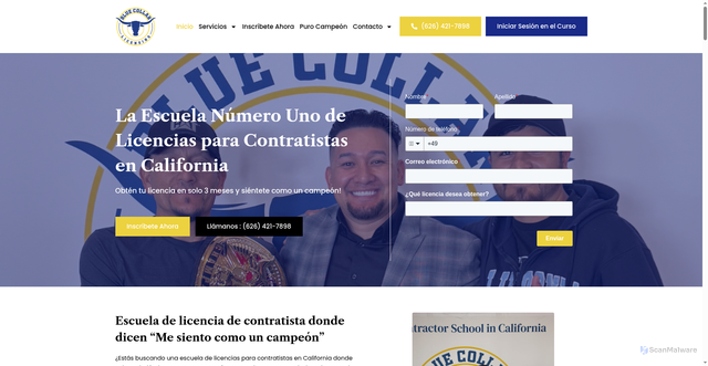Security scan screenshot of https://licenciabluecollar.com/