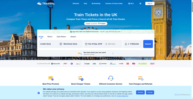 Security scan screenshot of https://trainpal.com