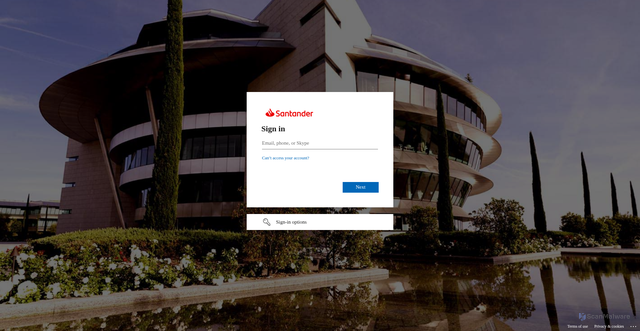 Security scan screenshot of https://santander.service-now.com