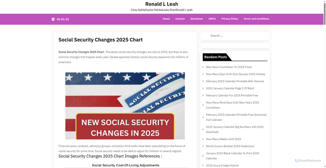 Security scan screenshot of https://ronaldlleah.pages.dev/upbyq-social-security-changes-2025-chart-tskla/