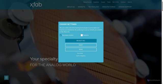 Security scan screenshot of https://xfab.com