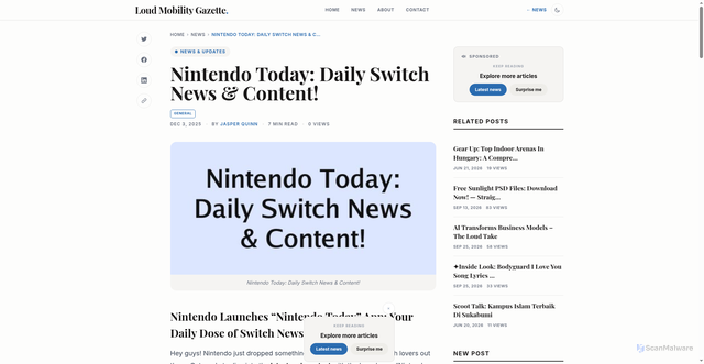 Security scan screenshot of https://loudmobility.co.uk/mobility-pulse/nintendo-today-daily-switch-news-and-content-1764799139