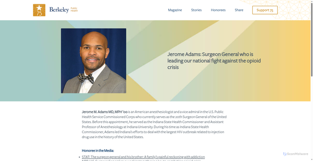 Security scan screenshot of https://publichealth75.berkeley.edu/2018/04/02/jerome-adams/