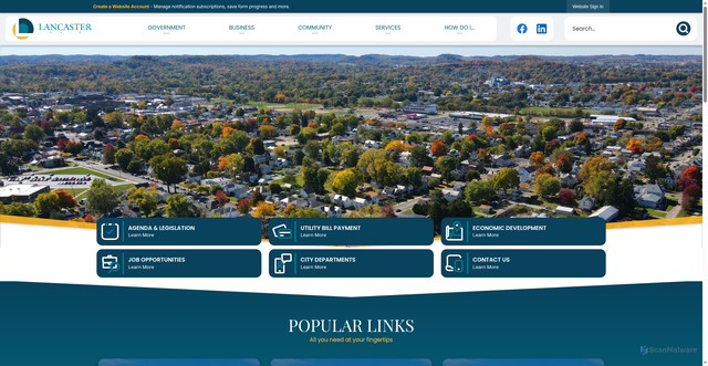 Security scan screenshot of https://www.lancasterohio.gov/