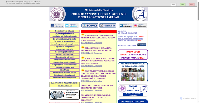 Security scan screenshot of https://www.agrotecnici.it/