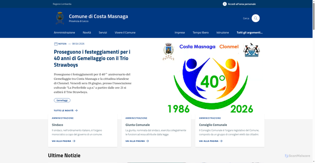 Security scan screenshot of https://www.comune.costamasnaga.lc.it
