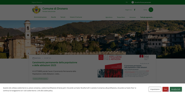 Security scan screenshot of https://comune.dronero.cn.it/