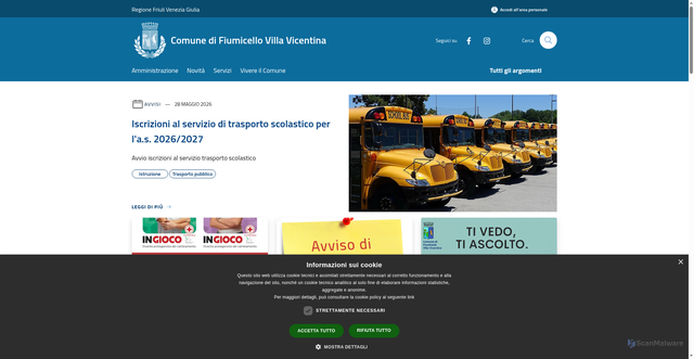 Security scan screenshot of https://www.comune.fiumicellovillavicentina.ud.it/