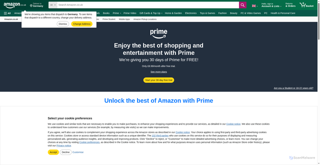 Security scan screenshot of https://prime.amazon.eu/