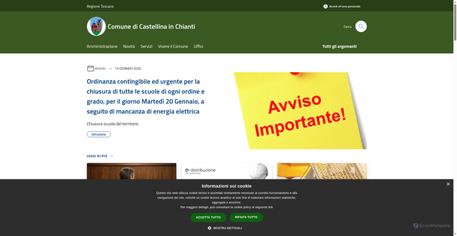Security scan screenshot of https://www.comune.castellina.si.it/it