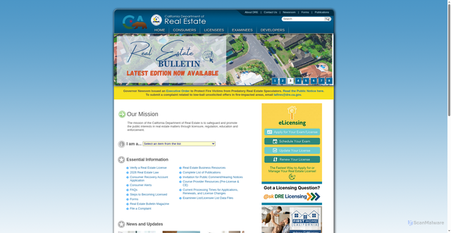 Security scan screenshot of https://www.dre.ca.gov