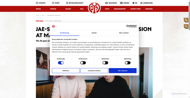 Security scan screenshot of https://www.mainz05.de/en/news-en/lee-contract-extension-120226