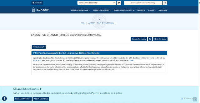 Security scan screenshot of https://www.ilga.gov/legislation/ilcs/ilcs3.asp?ActID=312&ChapterID=5