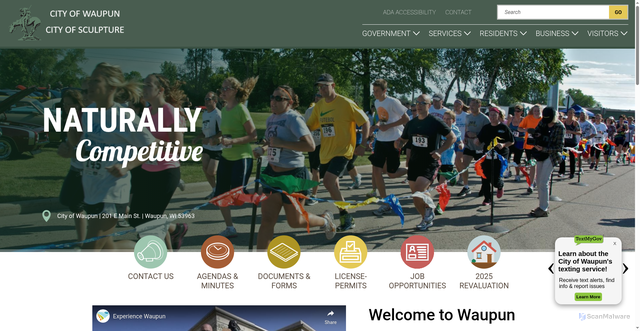 Security scan screenshot of https://www.cityofwaupunwi.gov/