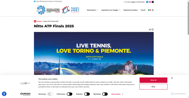Security scan screenshot of https://www.visitpiemonte.com/nitto-atp-finals-2025