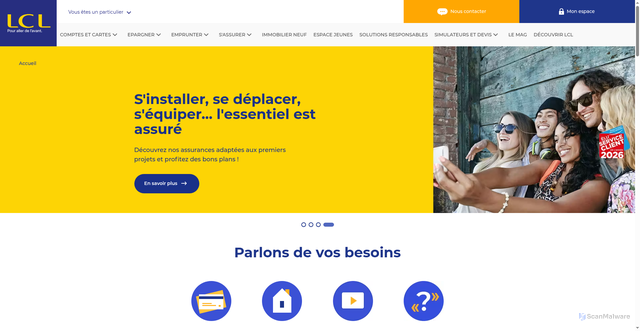 Security scan screenshot of https://www.lcl.fr
