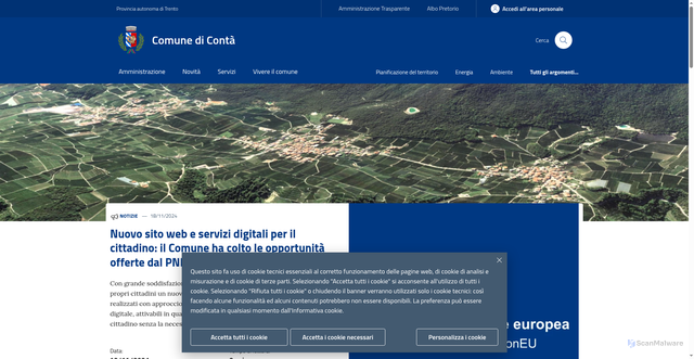 Security scan screenshot of https://www.comune.conta.tn.it/