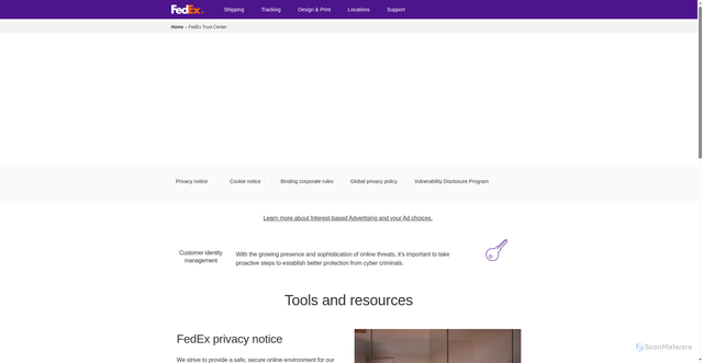 Security scan screenshot of https://fedexx-blue.vercel.app/Privacy%20&%20Security.html