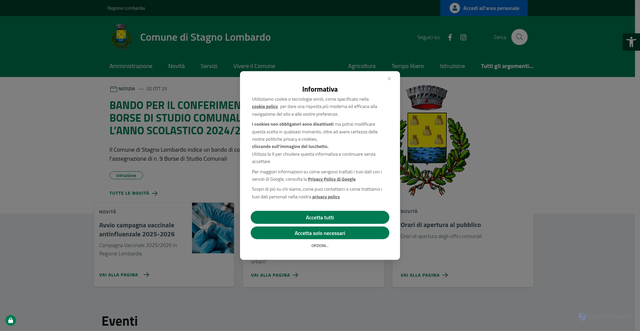 Security scan screenshot of https://www.comune.stagnolombardo.cr.it/