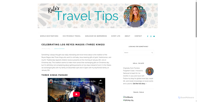 Security scan screenshot of https://www.katestraveltips.com/2014/01/07/spanish-holiday-traditions-reyes-magos-more-presents/