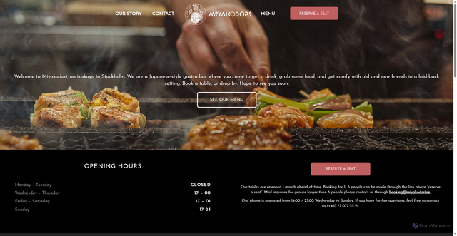 Security scan screenshot of https://miyakodori.se/