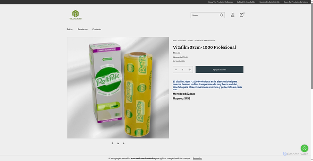 Security scan screenshot of https://the-pack-store.com/productos/vitafilm-38cm-1000-profesional-wk0oc/