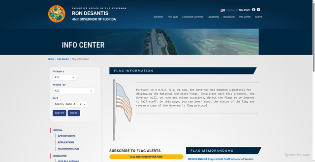Security scan screenshot of https://www.flgov.com/eog/info/flag-information