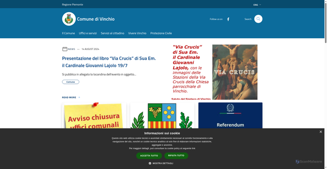 Security scan screenshot of https://www.comune.vinchio.at.it