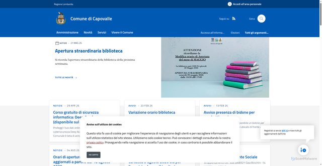 Security scan screenshot of https://www.comune.capovalle.bs.it