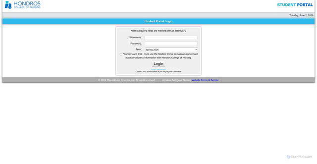 Security scan screenshot of https://my.hondros.edu