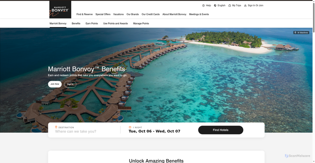 Security scan screenshot of https://marriottrewards.com