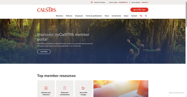 Security scan screenshot of http://www.calstrs.com/