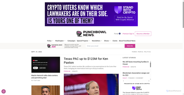 Security scan screenshot of https://link.punchbowl.news