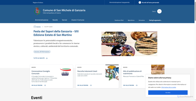 Security scan screenshot of https://comune.sanmichelediganzaria.ct.it/