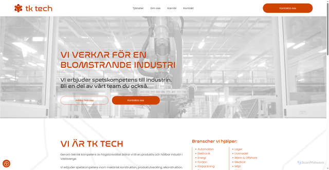 Security scan screenshot of https://tk-tech.se