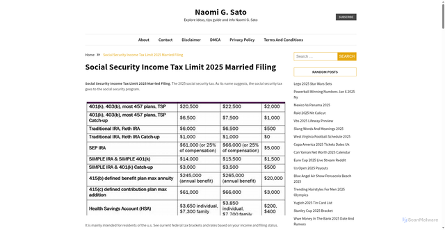 Security scan screenshot of https://naomigsato.pages.dev/fwfs-social-security-income-tax-limit-2025-married-filing-photos-liityfg/