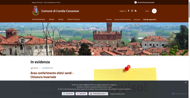 Security scan screenshot of https://www.comune.candia.to.it/it-it/home