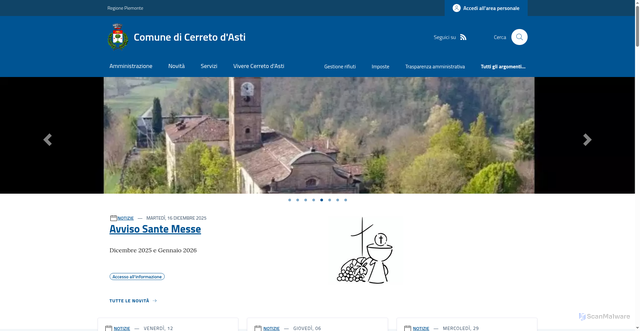 Security scan screenshot of https://www.comune.cerreto.asti.it/