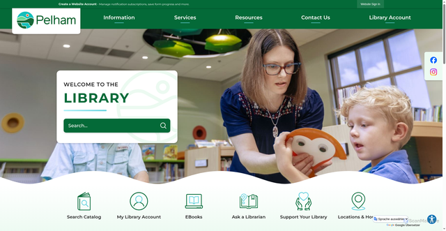 Security scan screenshot of https://pelhamlibraryal.gov/1296/Library