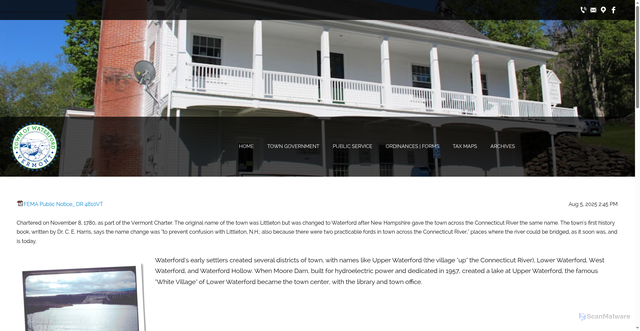 Security scan screenshot of https://waterfordvt.gov/
